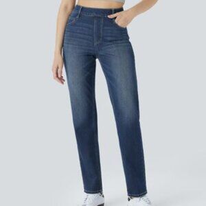 HALARA 16P High Waisted Pockets Straight Leg Washed Casual Jeans XL Petite NWT